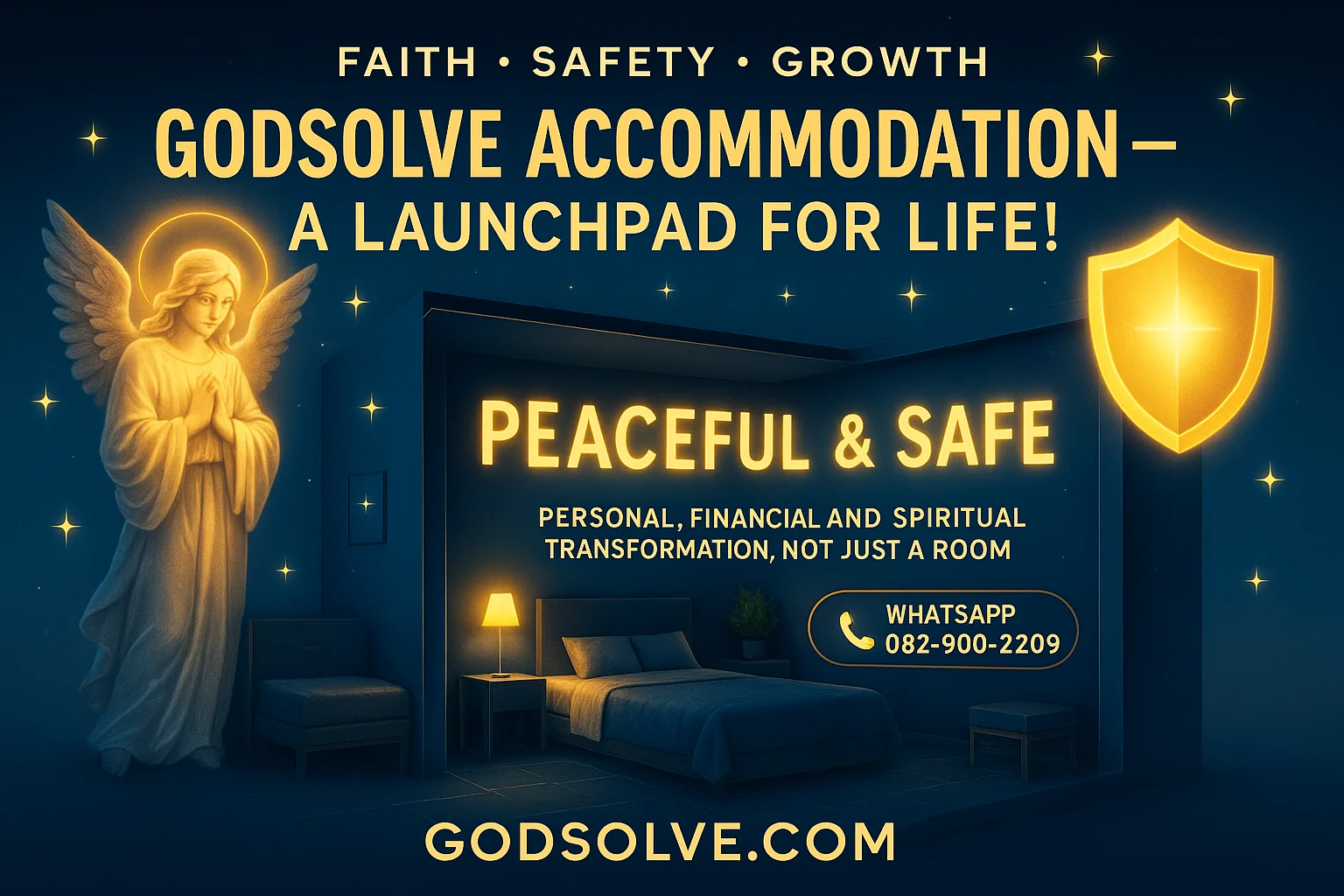 Godsolve Accommodation — peaceful and safe Christian rooms in Durban with personal, financial and spiritual transformation.
